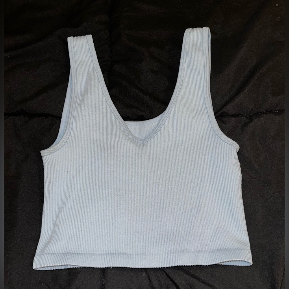 Aeropostale Light Blue Cropped Ribbed Tank Top Size M